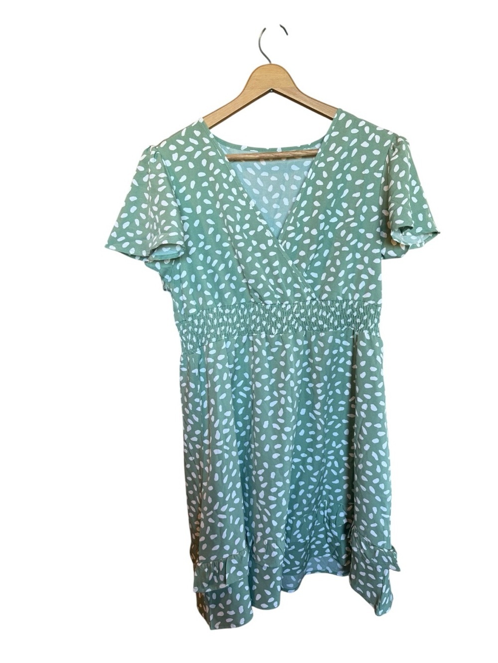 Women’s Green Short Sleeve V-Neck Dress